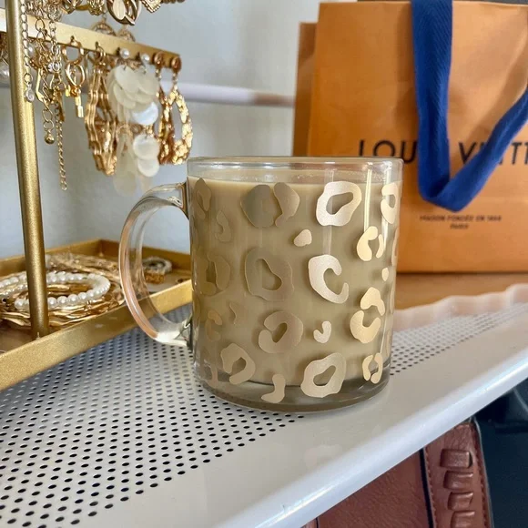 Champagne Leopard Print Clear Mug - Picture 1 of 10